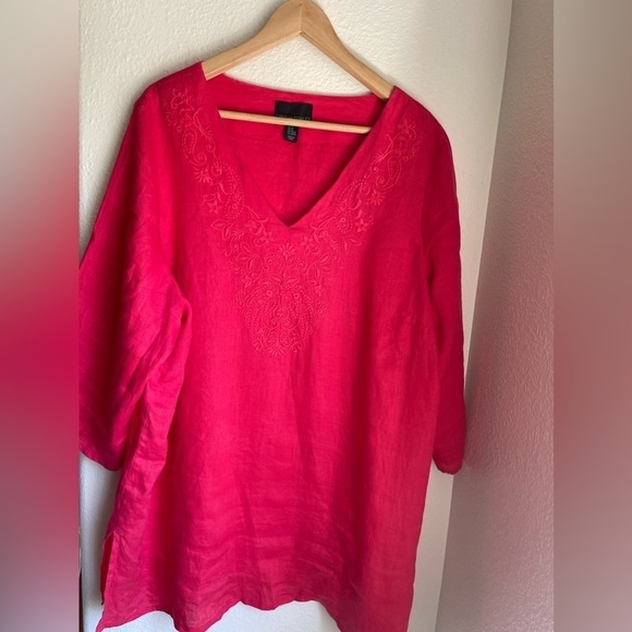 Cynthia rowley 100% linen embroidered top - Picture 1 of 9